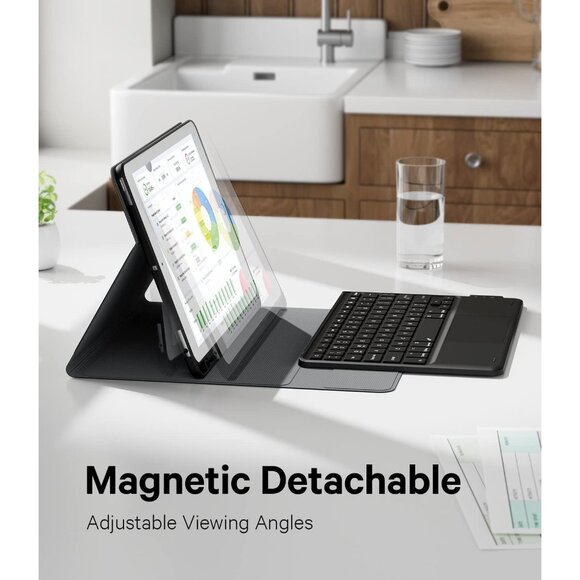 GreenLaw 9.7" iPad 6/5/Air 2 Keyboard Case, 7-Color Backlit, Dual BT - Picture 6 of 7